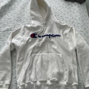 White Champion Reverse Weave Hoodie